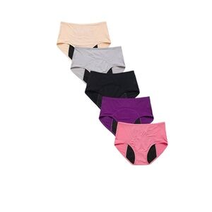 Set of 5 Women's Menstrual Leak Proof Underwear in Assorted Colors